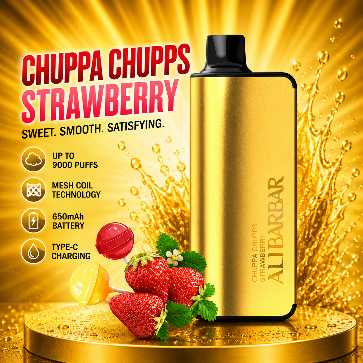 Alibarbar Ingot 9000 Puffs Chuppa Chupps Strawberry